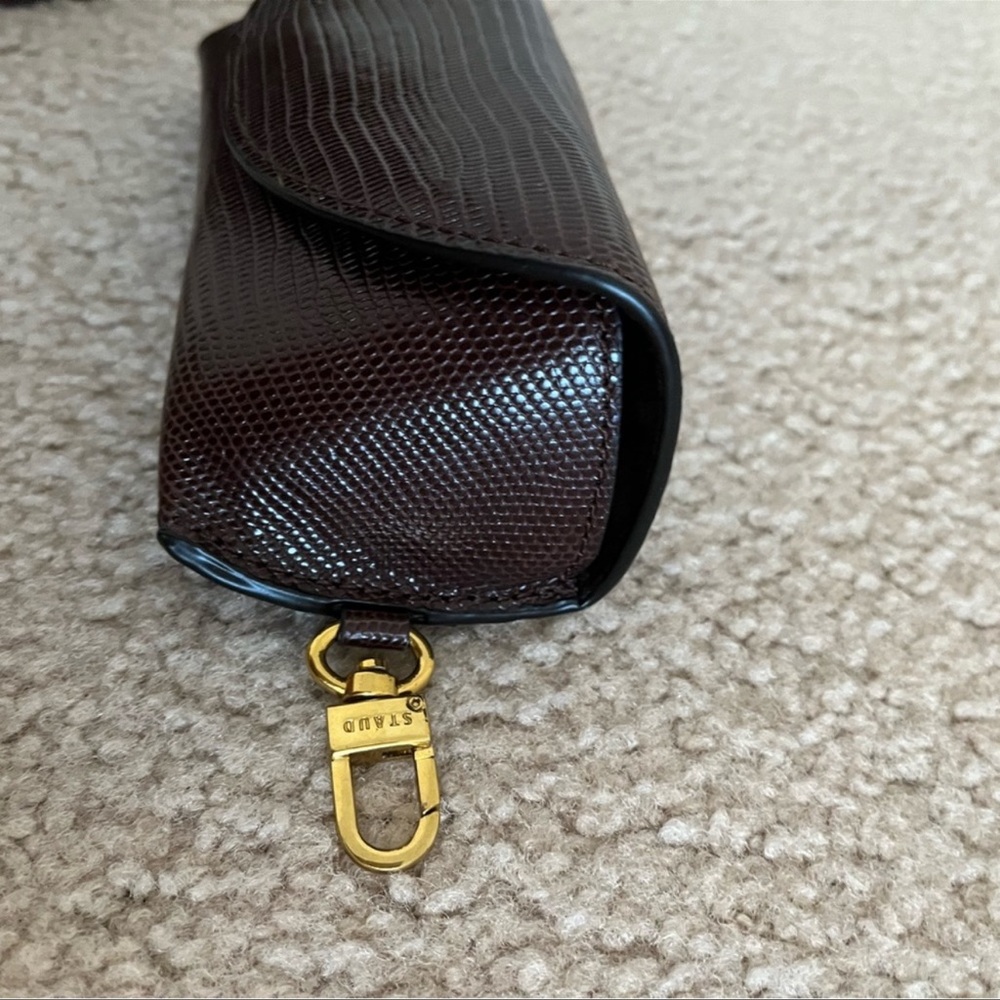 NEW Staud Bissett Lizard Embossed Leather Bucket Bag With Sunglasses Case - Picture 8 of 10